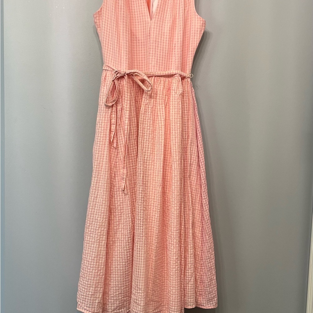 Kate Spade Midi Dress size 2 pink and white checker pattern with pockets! - Picture 6 of 9